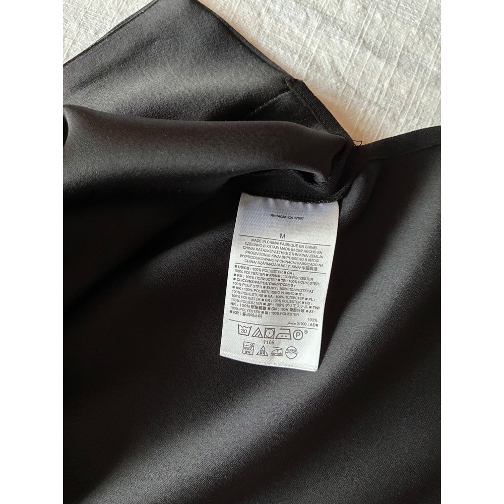 Banana Republic Womens One Shoulder Satin Trim Blouse Black Size M Side Zip - Picture 6 of 8
